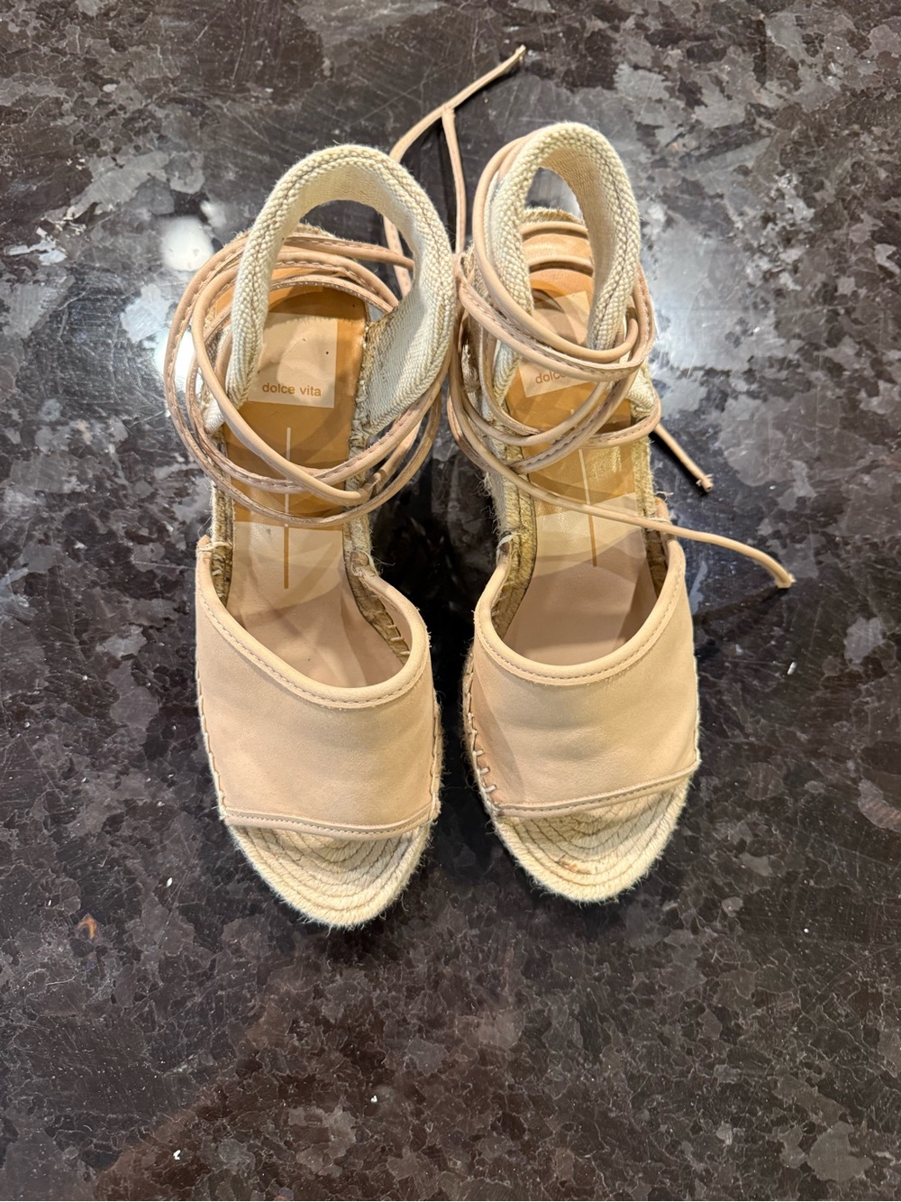 Dolce Vita Nude Lace-Up Espadrille Wedge Sandals